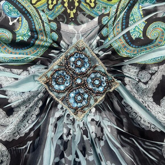 Y2K Fairy Whimsygoth Printed Beaded Top - Picture 5 of 7